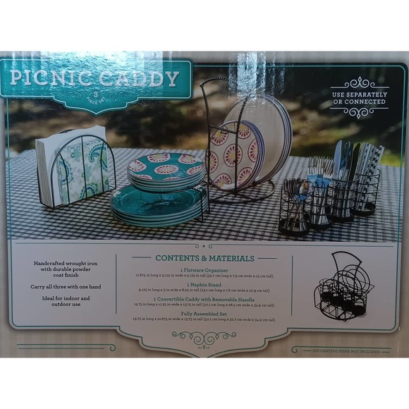 Giftburg Convertible Picnic Caddy, 3-Piece Set - Picture 3 of 3